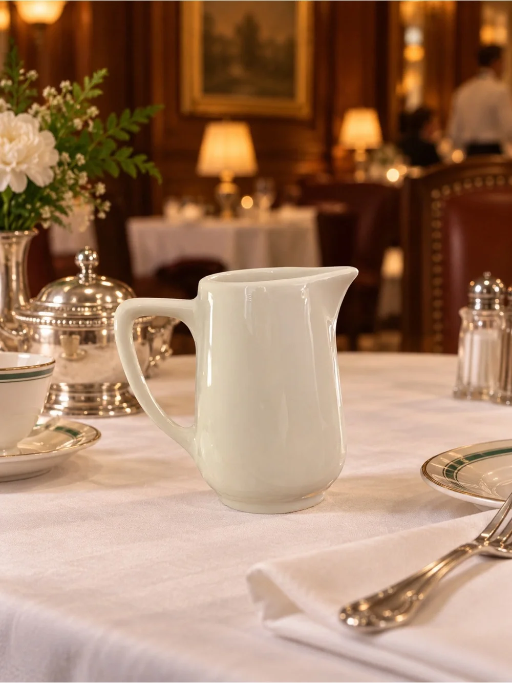 Vintage Hall China USA Restaurant Ware Creamer Small Pitcher Mid Century Ivory